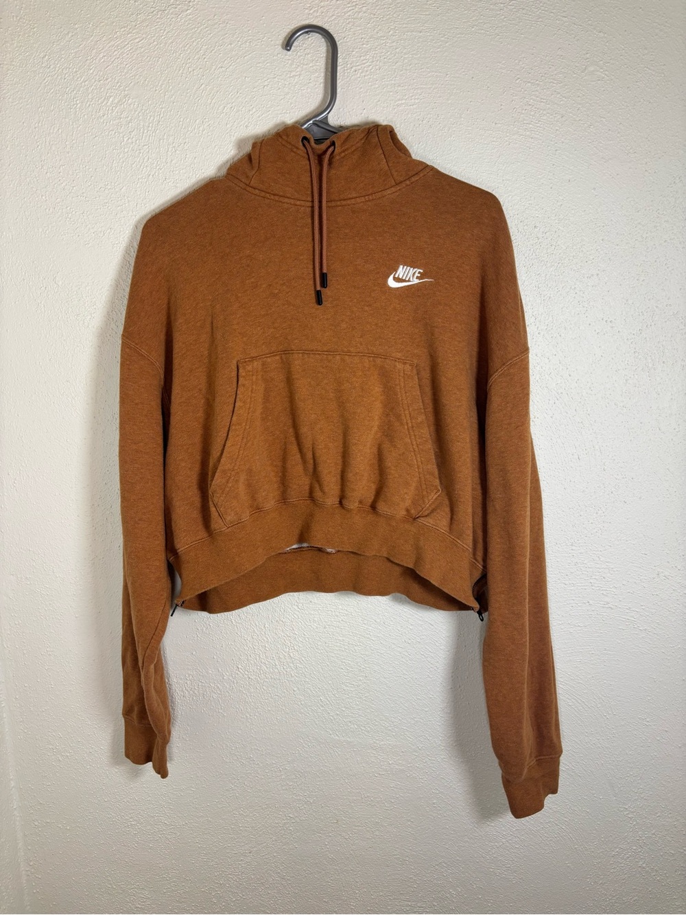 Nike orange Cropped Hoodie with White Swoosh